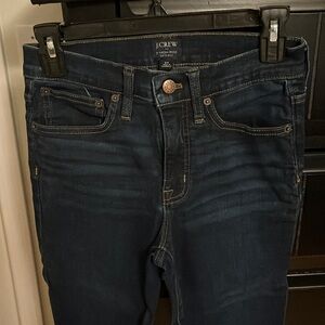 Jcrew high rise jeans in dark rinse.